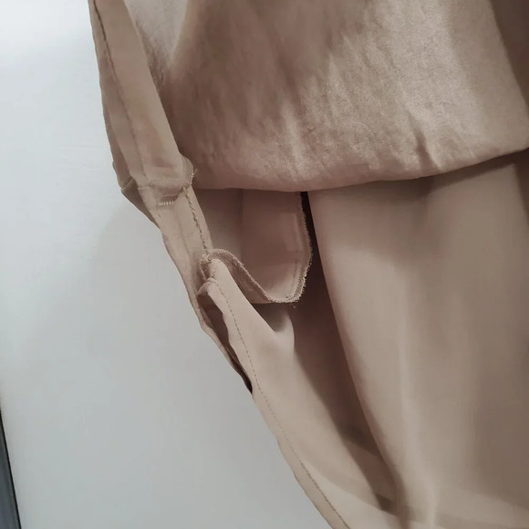 Ann Taylor LOFT Women's Dark‎ Khaki Boxy Sequin Short Sleeve Blouse Top Size S - Picture 4 of 7